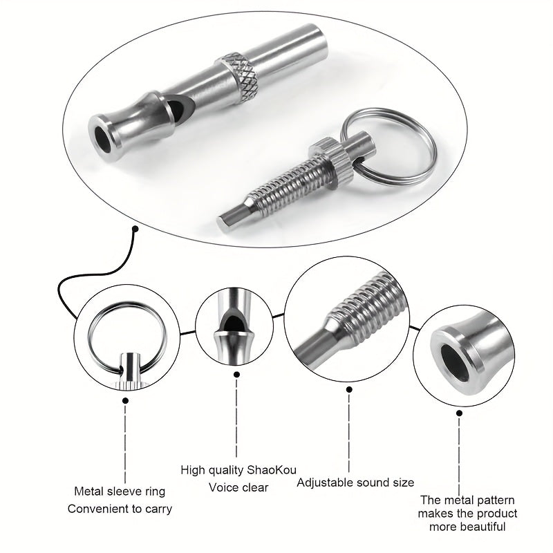 Adjustable frequency ultrasonic whistle for dog and pigeon training.