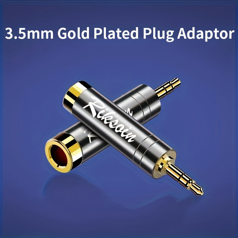 Riksoin 3.5mm to 6.5mm Adapter: Gold-Plated Plug with Noise Reduction, Universal Music Accessory for Various Devices, Grey Alloy, Power-Free.