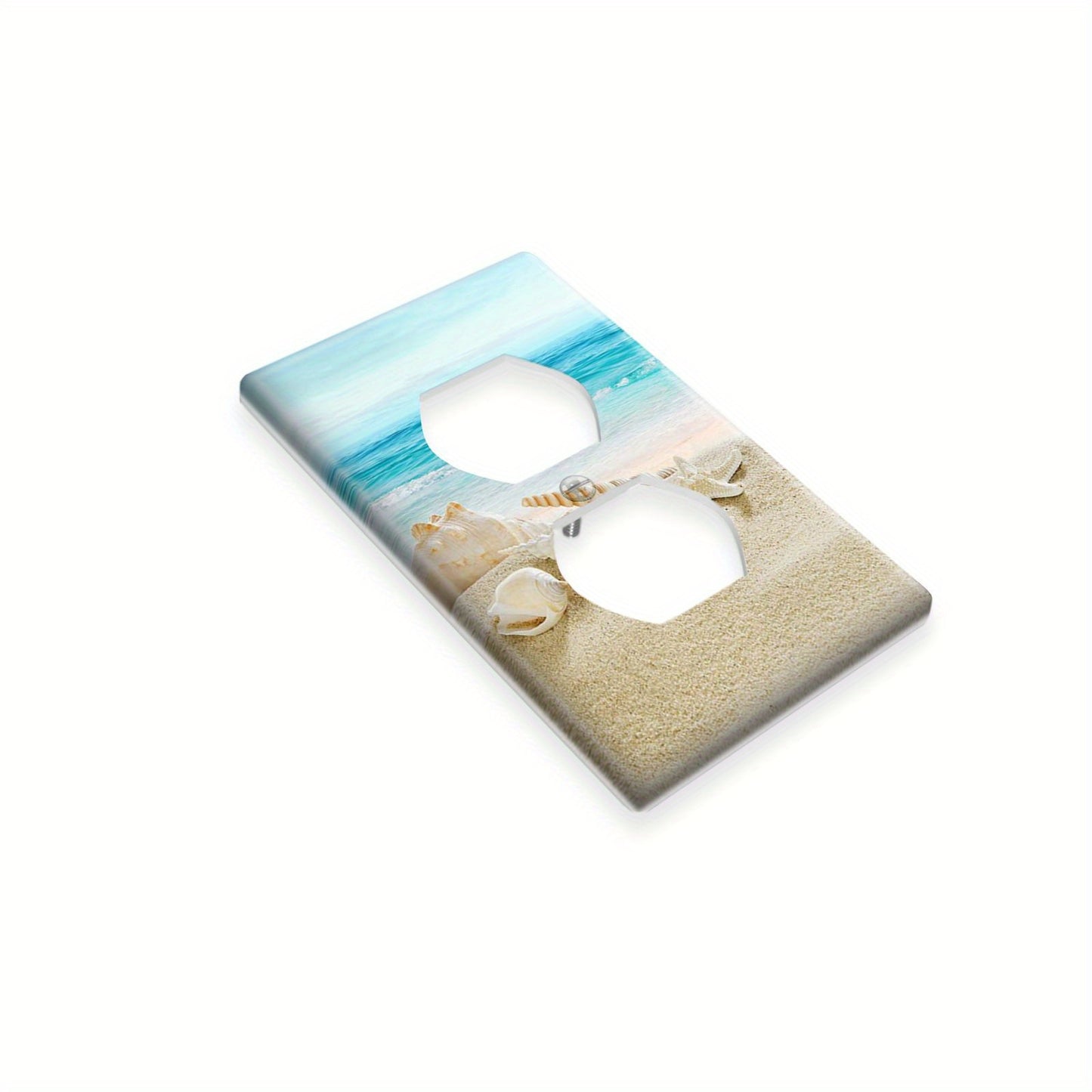 Unbreakable Conch Beach Printed Single Rocker Light Switch Cover - Dual Hole Design, Easy Twist-On Installation, Battery-Free Home Decor