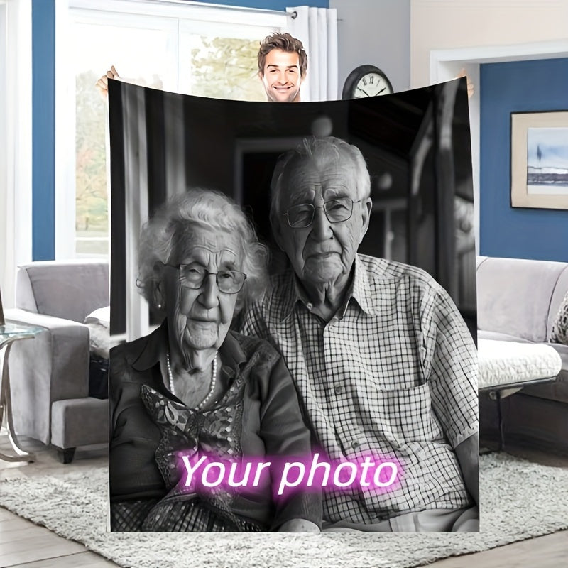 Personalized Blanket with Custom Photo and Text - Perfect Gift for Family, Friends, Parents, and Special Occasions like Christmas, Halloween, Birthdays, and Weddings.