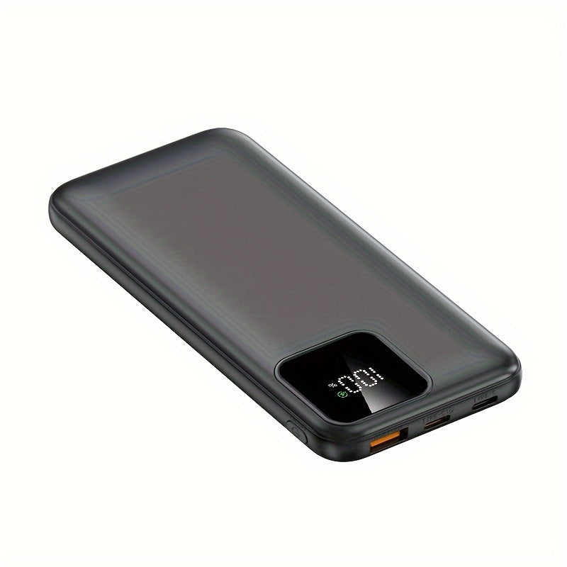 10,000mAh power bank with 22.5W/PD20W fast charging, LED power display, dual input/output, compact and portable for mobile phone charging.