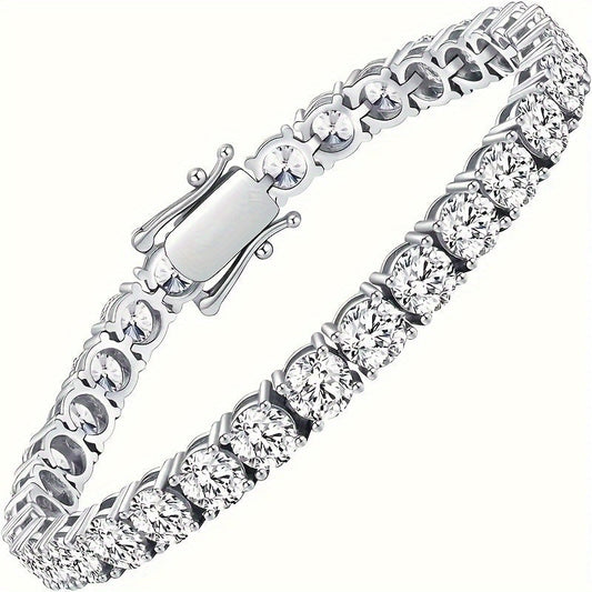 Exquisite Moissanite Tennis Bracelet - 10.5-14ct Lab-Created Diamonds, 18k White Gold Plated 925 Sterling Silver, Ideal Gift for Every Celebration