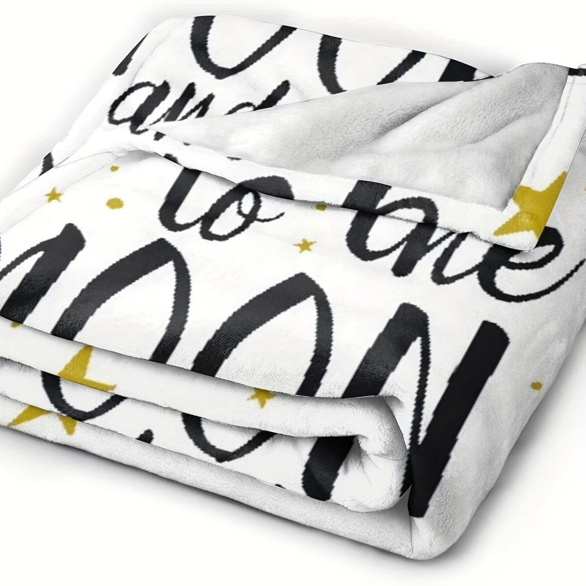 Soft flannel throw blanket with the message "I Love You To The Moon And Back", perfect for adding warmth and style to your home decor. Suitable for couches, beds, sofas, and living rooms.