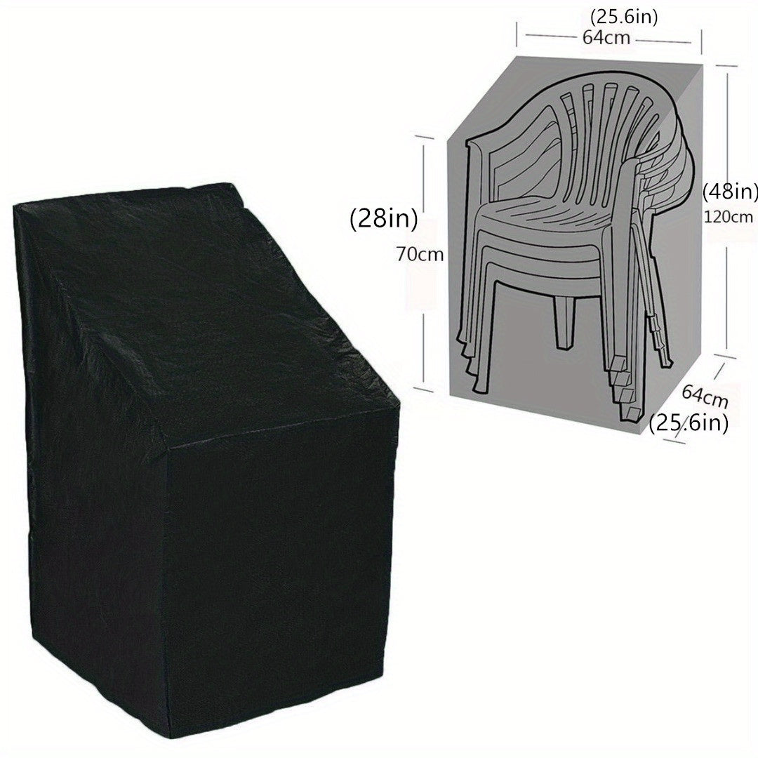 1 Heavy-Duty Waterproof Patio Stackable Chair Cover - Black