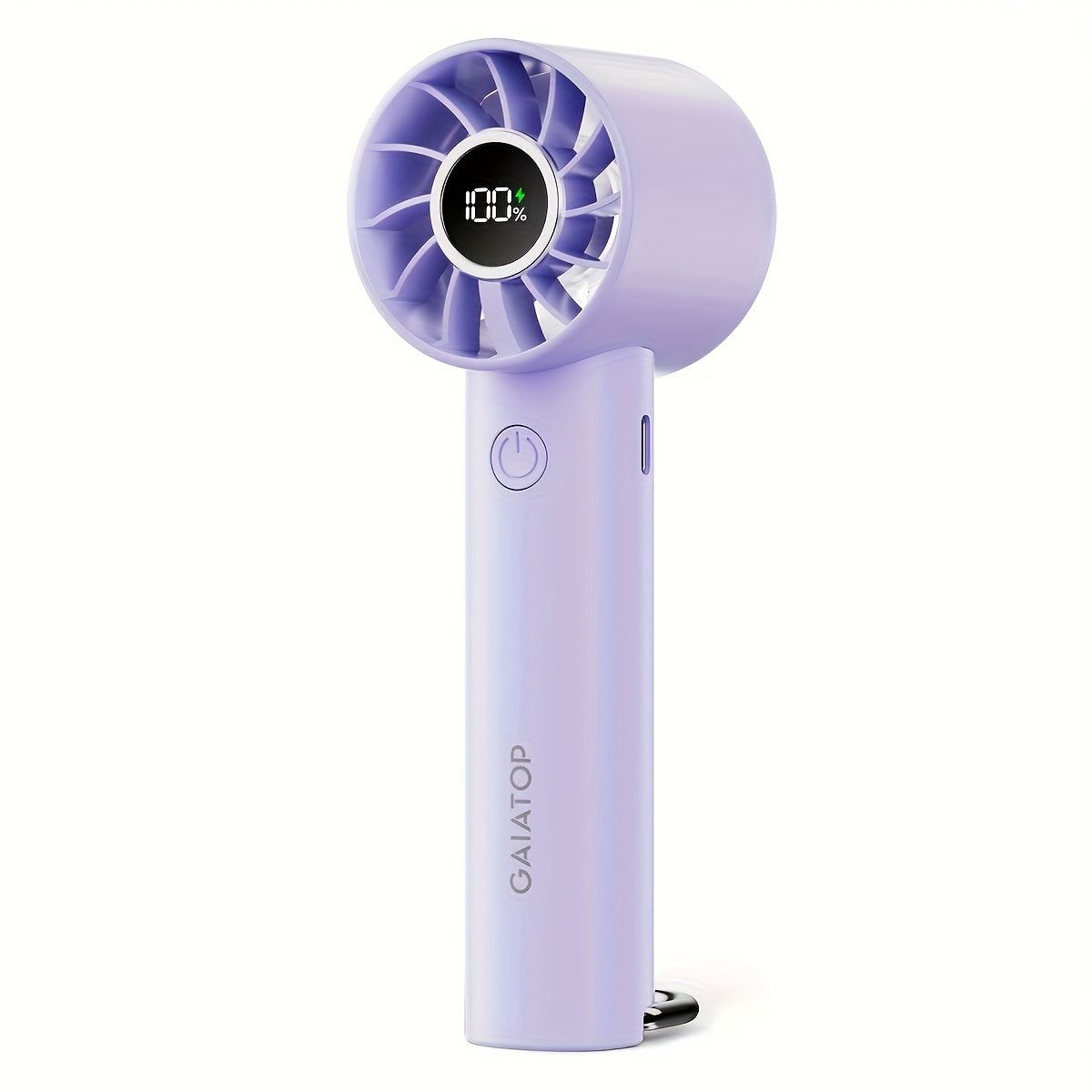 Stay cool on the go with the GAIATOP Portable Handheld Fan. This fan features 3 speeds, a USB rechargeable 1800mAh lithium battery, and 8.5W of power. With button control and a plastic design, this wearable mini fan is perfect for both indoor and outdoor