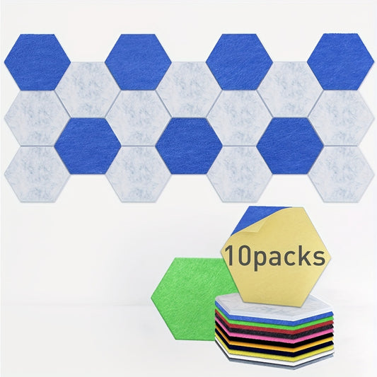 Set of 10 high-density self-adhesive hexagonal wall stickers for soundproofing, ideal for bedrooms, offices, homes, or music studios. Size: 30.48cm X 25.4cm X 1.02cm. Celebrate Eid Al-Adha