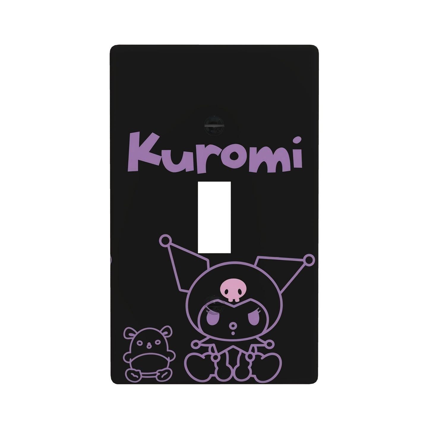 Officially licensed Kuromi-themed light switch cover, easy to install with painted screws, ideal for home decor in any room.