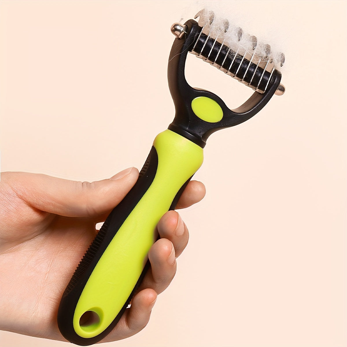 1pc Double-sided Dog Undercoat Hair Removal Comb with Non-slip Gentle Slicker Brush