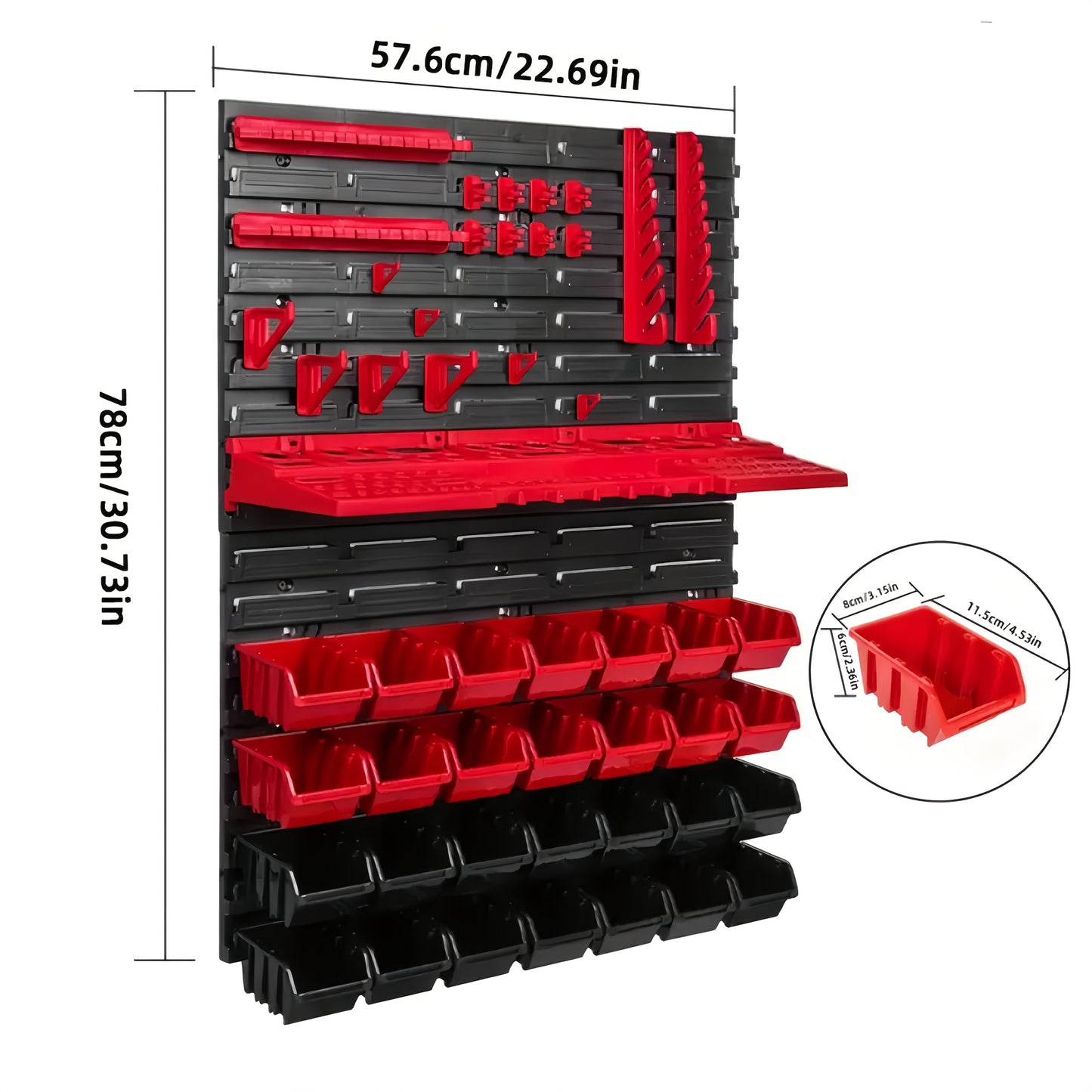 49pcs Heavy-Duty Wall-Mounted Tool Organizer Rack in Black Plastic for Garage Storage - Easy to Install, Ideal Gift for Home or Studio.