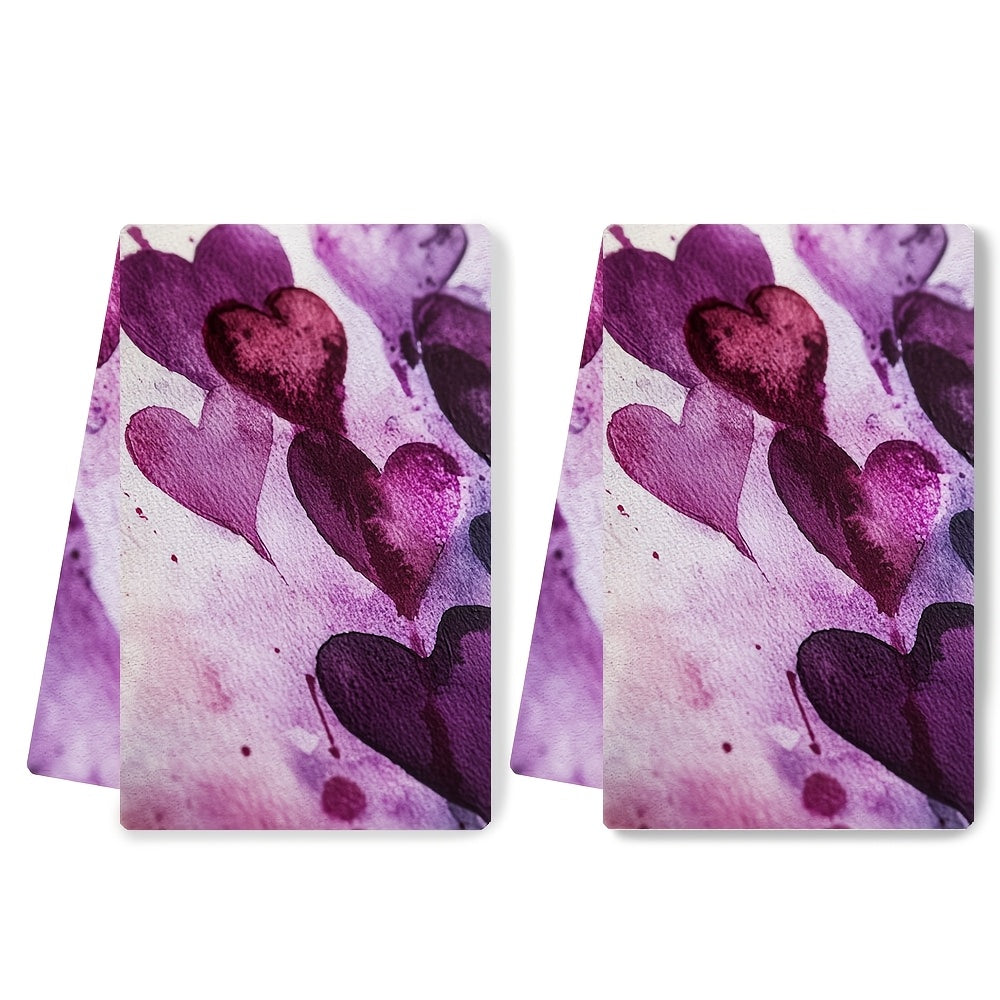 Get a pair of luxurious purple kitchen towels perfect for Valentine's Day. These ultra-soft towels are highly absorbent and great for holiday decorations. Machine washable and measuring 40.64X60.96 cm, they are a must-have for your kitchen.