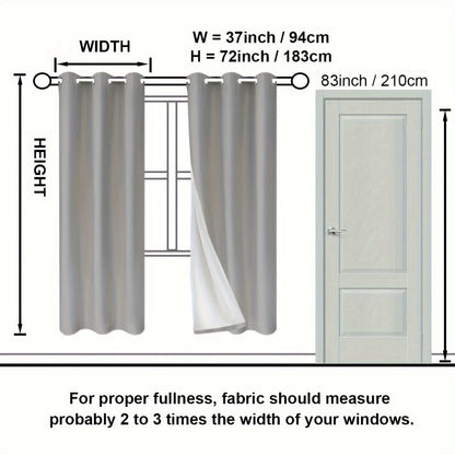 Suhuan Top Curtains, 2PC Set of 100% Blackout Insulation Soundproof Curtains with White Lining, Ideal for Bedroom, Office, Living Room, and Home Decor