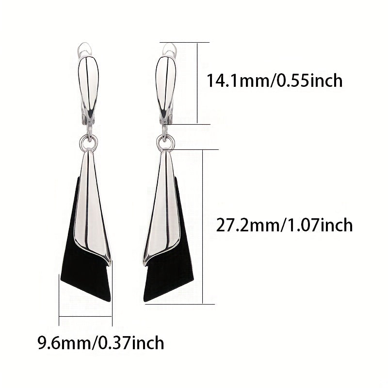 Stylish S925 Sterling Silver Bicolor Triangle Tassel Long Earrings for Women with May Birthstone, Perfect for Everyday Wear or as a Gift, Trendy Ear Drops, Fashion Jewelry.