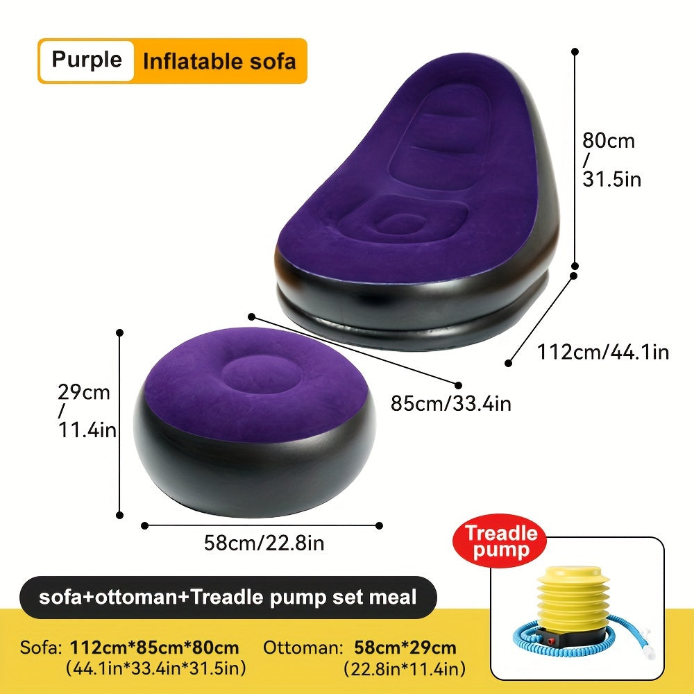 Lazy Sofa with Footrest: Portable Outdoor Lounge Chair.