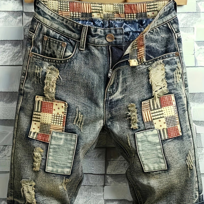 Men's distressed cotton blend jorts, perfect for summer street style.