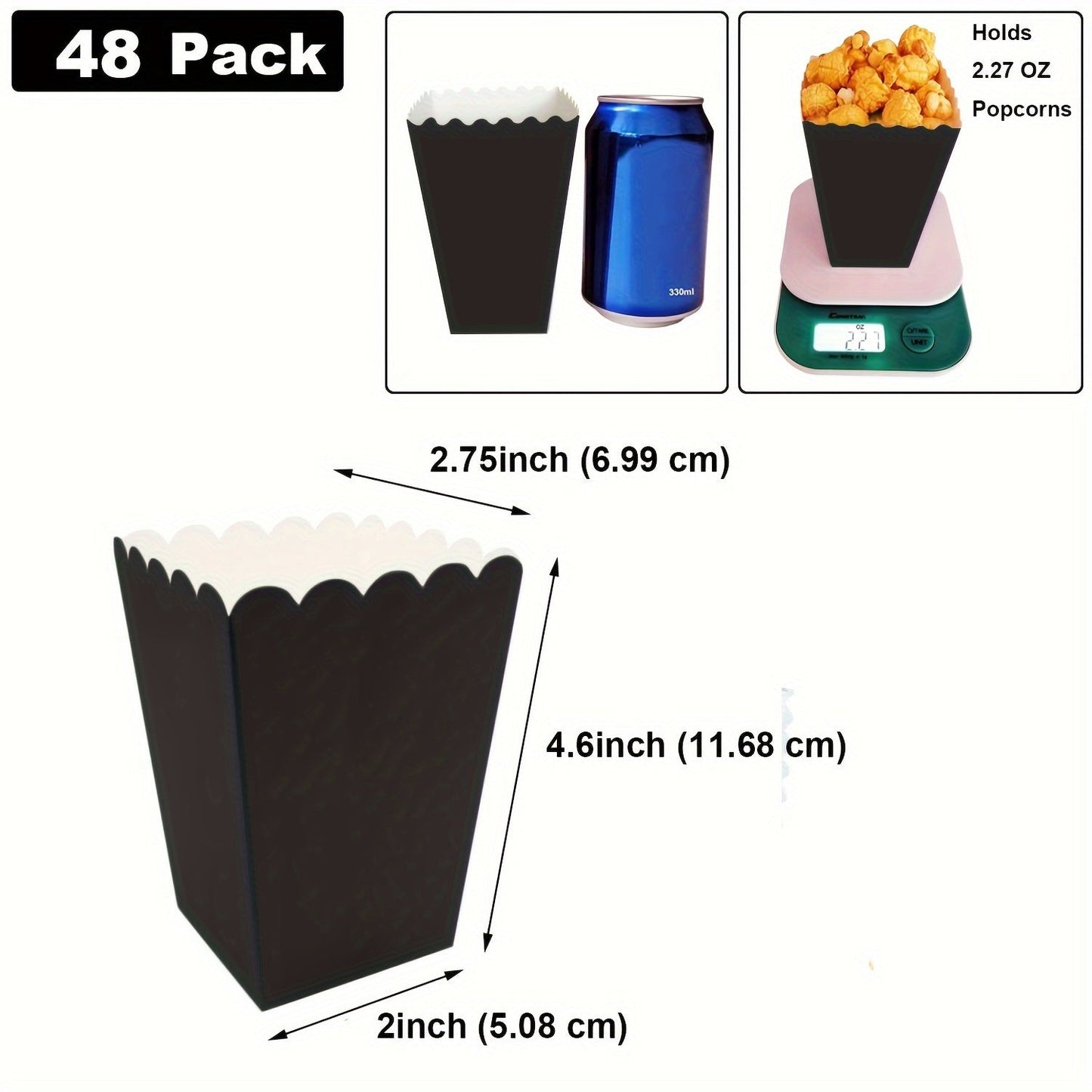 50 Mini Popcorn Boxes, Paper Bags for Individual Servings at Weddings, Graduations, Birthday Parties. Perfect for Small Pretzel Treats, Popcorn, Candy Bars. Movie Theater Snack Containers.