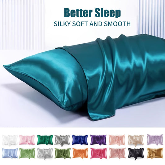 Two luxurious satin pillowcases, made with soft and breathable solid color fabric. Protect your hair and skin with these high-quality silk pillowcases. Perfect for bedroom, sofa, or home decoration. The closure design prevents wrinkles for a fresh look