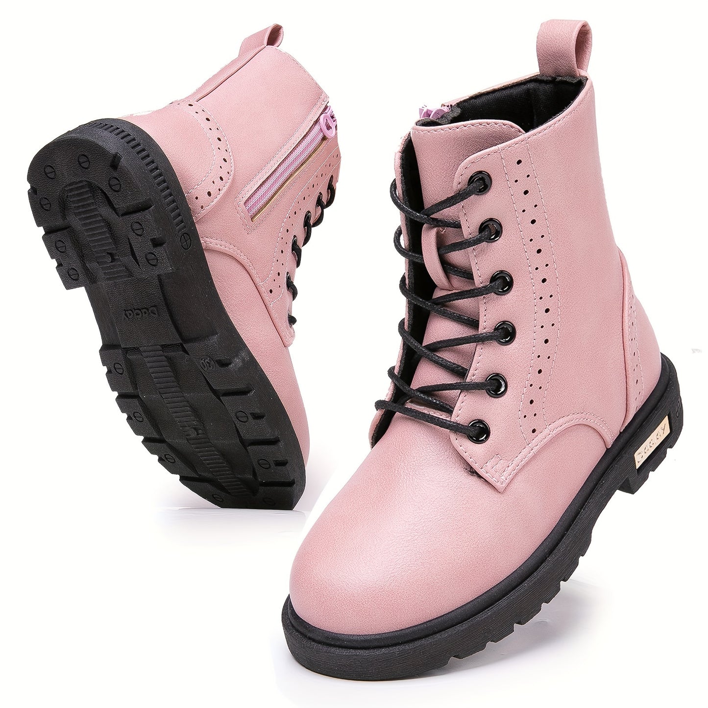 Lightweight non-slip boots for girls in solid colors with zipper, perfect for autumn and winter.