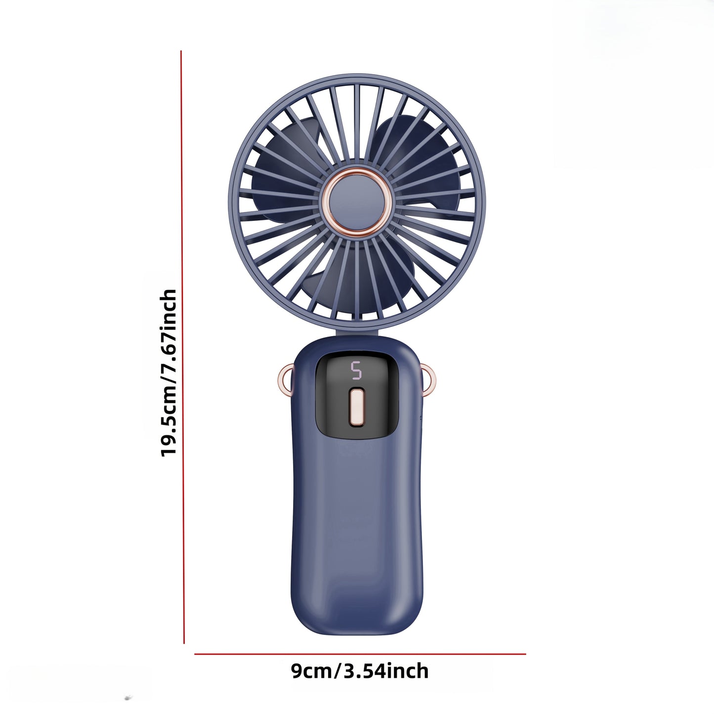 TENGQU Portable Handheld Fan - Mini Neck Fan with Phone Stand, USB Rechargeable, 1200mAh Battery, 3-Speed Control, LED Display, ABS Material - Ideal for Home, Office, Outdoor, Travel - Great Gift!