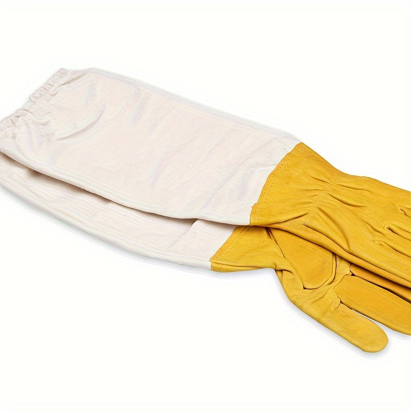 Future Beekeeping Gloves: Leather with Canvas Sleeve, Manual Operation, No Battery Needed.