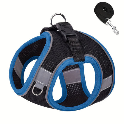 Breathable dog harness for dogs with reflective features, no pull design, and includes leash.