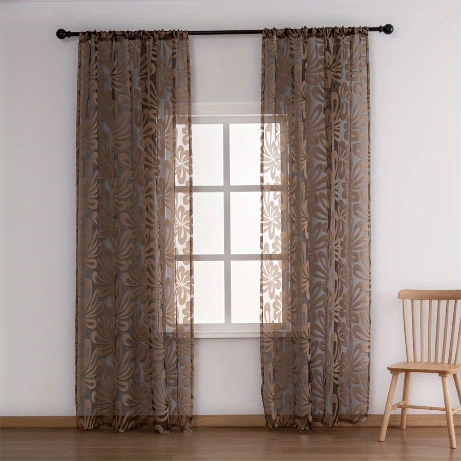 Set of 2 lovely floral pattern curtains with rod pocket design, perfect for enhancing the decor of the living room, bedroom, dining room, balcony, office, or any room in your home.