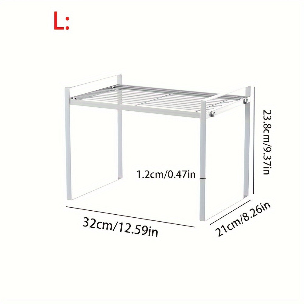 Modern Metal Kitchen Storage Rack, Double-Tier Shelf Organizer for Cabinets & Counters, Multifunctional Open-Storage Island for Spices, Utensils, Microwave - Can be Used Without Electricity, Made Without Wood Materials