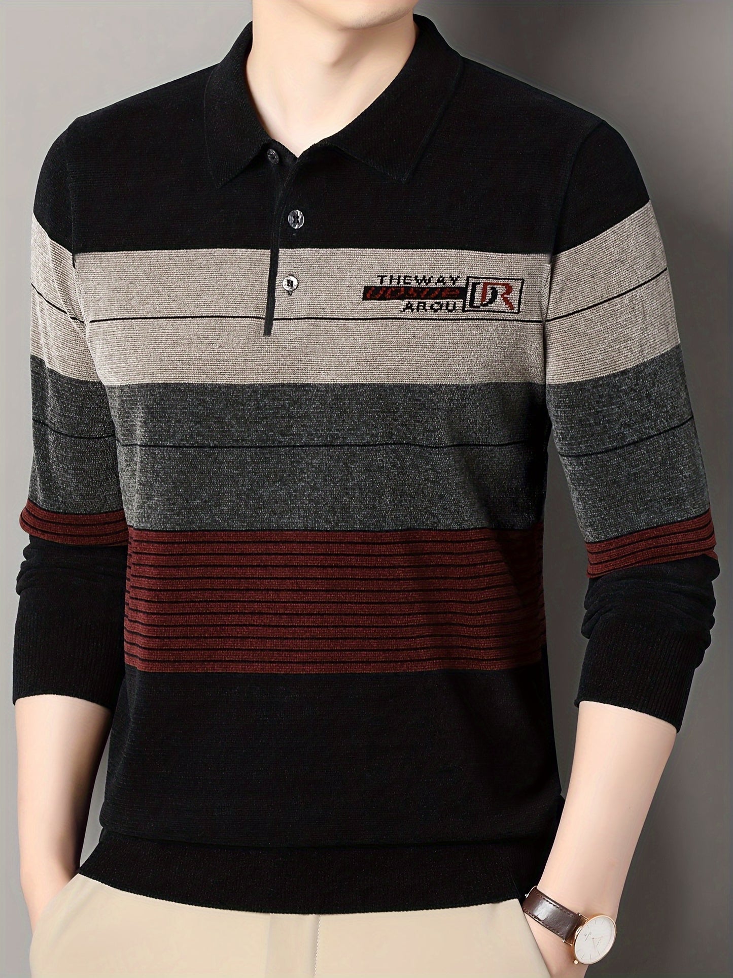 Striped knit sweater for men - perfect for fall and winter, great as a gift