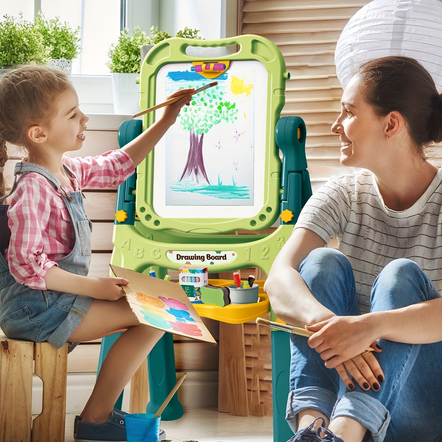 1pc BATTOP Adjustable Kids Art Easel with Magnetic Drawing Board, Accessories, and Durable PP Material, Ideal for Boys And Girls.