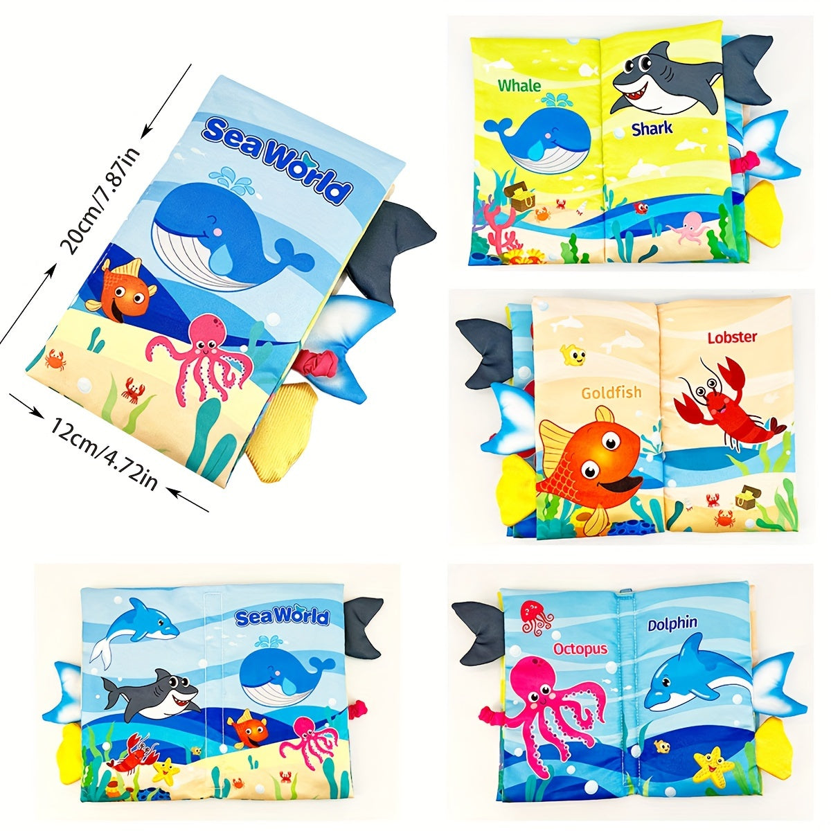 Diikamiiok Colorful Cloth Books for Young Children - Interactive Learning with Cartoon Animal Tails, Soft Fabric, Ages 12-72 months, Educational Toys