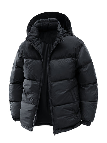 Men's Winter Parka with Hood - Warm Ski Jacket with Pockets & Collar Detail