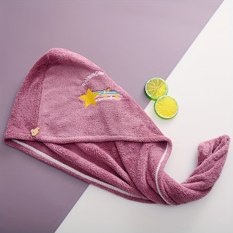 Fruit embroidery hair towel for quick drying