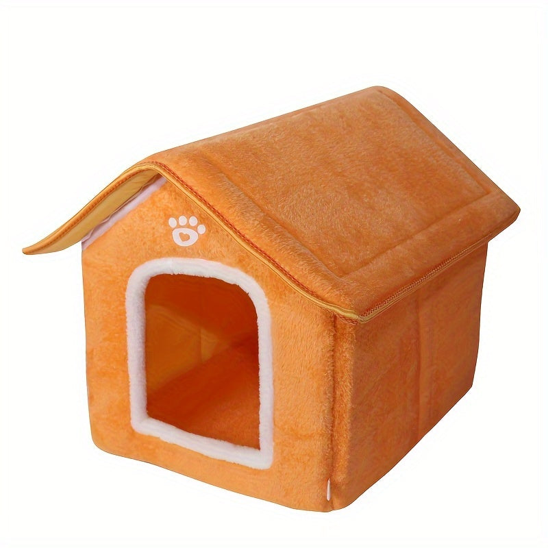 Cozy Pet House with Four Seasons Washable Enclosed Warm Dog Bed Cat Shelter made from Polyvinyl Chloride Material, Non-Skid Bottom, Assembled.