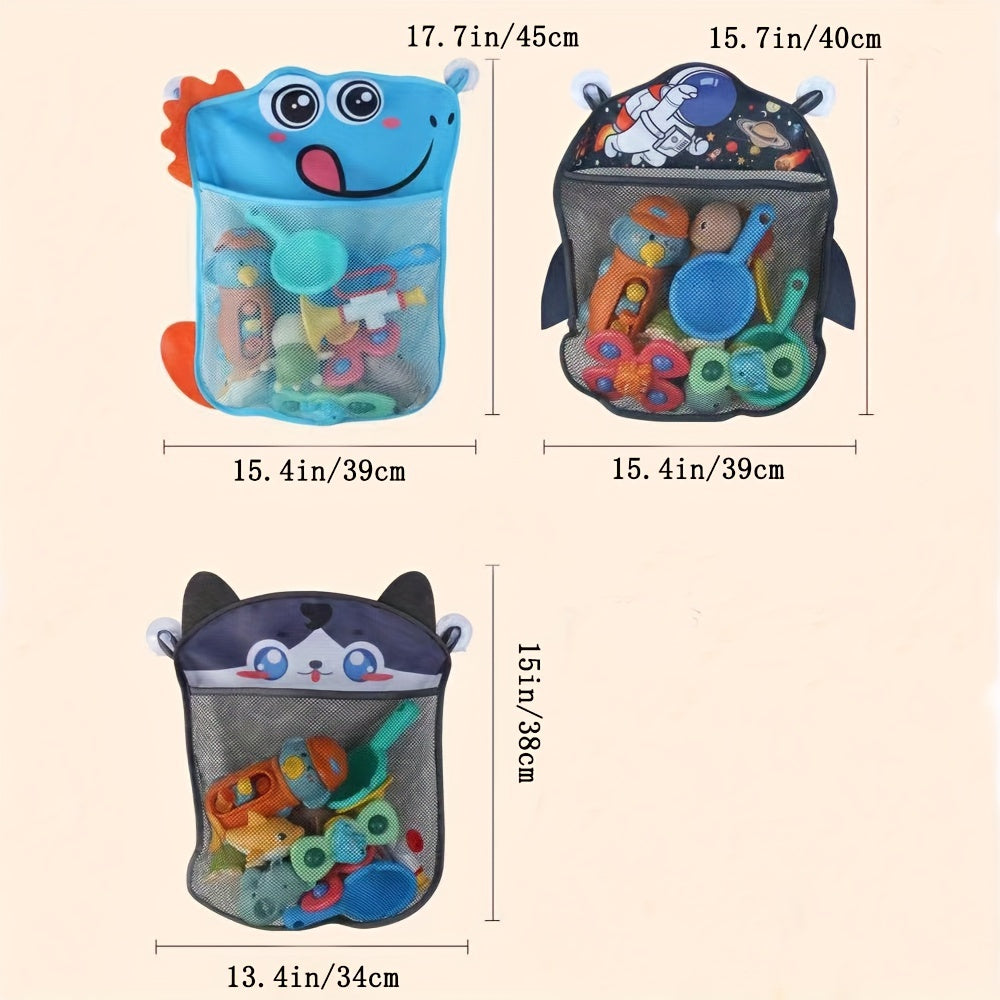 Baby Bath Toy Storage Bag with Suction Cups for Bathroom Organizing, Kid's Toy Holder