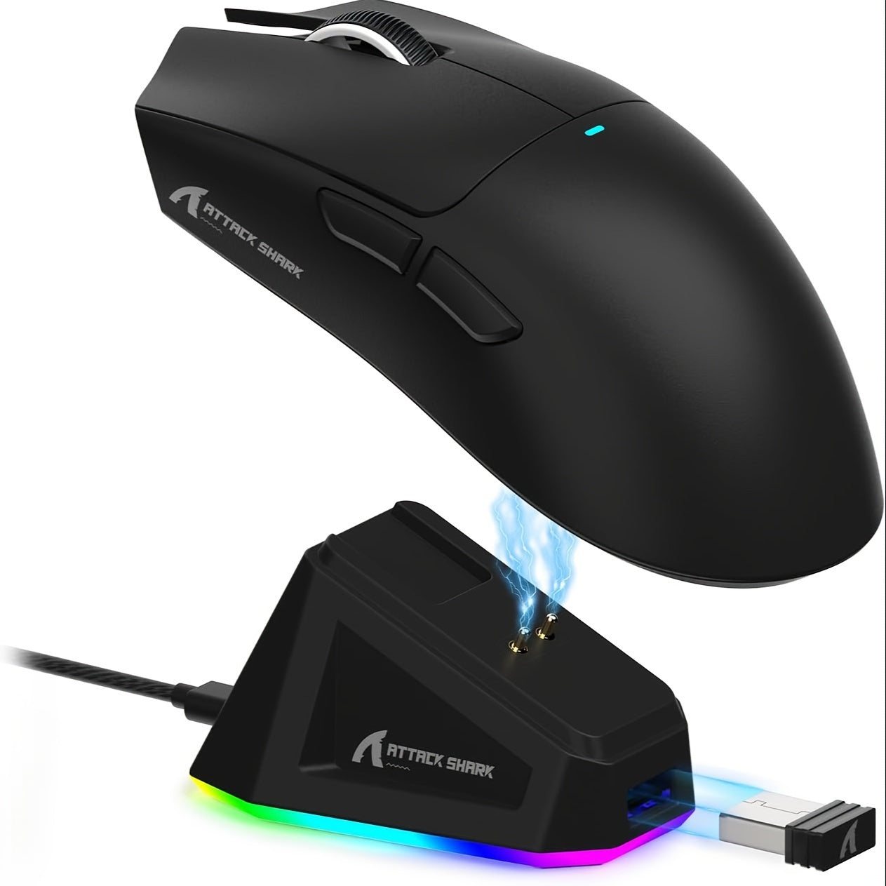 Attack Shark X11 59G Ultra-Light Wireless Gaming Mouse with Magnetic RGB Charging Dock, 22000 DPI, 5 Programmable Buttons for Pc/Laptop/Mac.