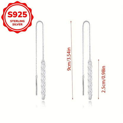 Elegant and sexy, the LULUBRO S925 Sterling Silver Phoenix Tail Chain Earrings offer a stylish Korean-inspired look. These hypoallergenic studs are perfect for daily wear or festive occasions. They make an ideal Valentine's Day or birthday gift, weighing