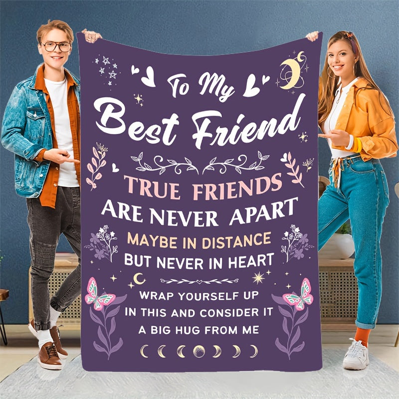 Give the Gift of a Cozy Best Friend Blanket - Ideal for Women, Work BFFs & Soul Sisters - Perfect for Mother's Day, Birthdays, Christmas | Made with Soft Flannel, Machine Washable, All-Season Throw, Great for the Holidays