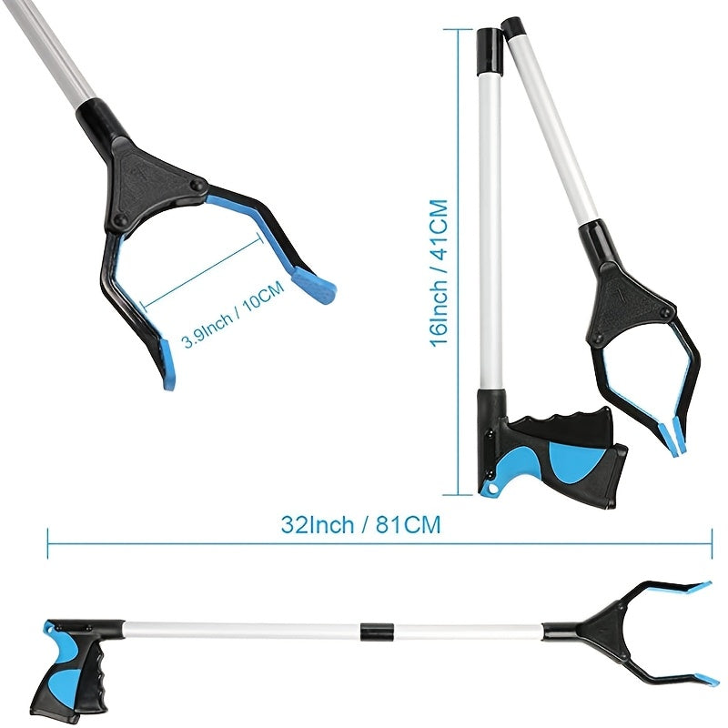 Складной захватный инструмент из нержавеющей стали, длиной 81,28 см, захватный клык для мусора, сборщик мусора и удлинитель руки, инструмент для достижения