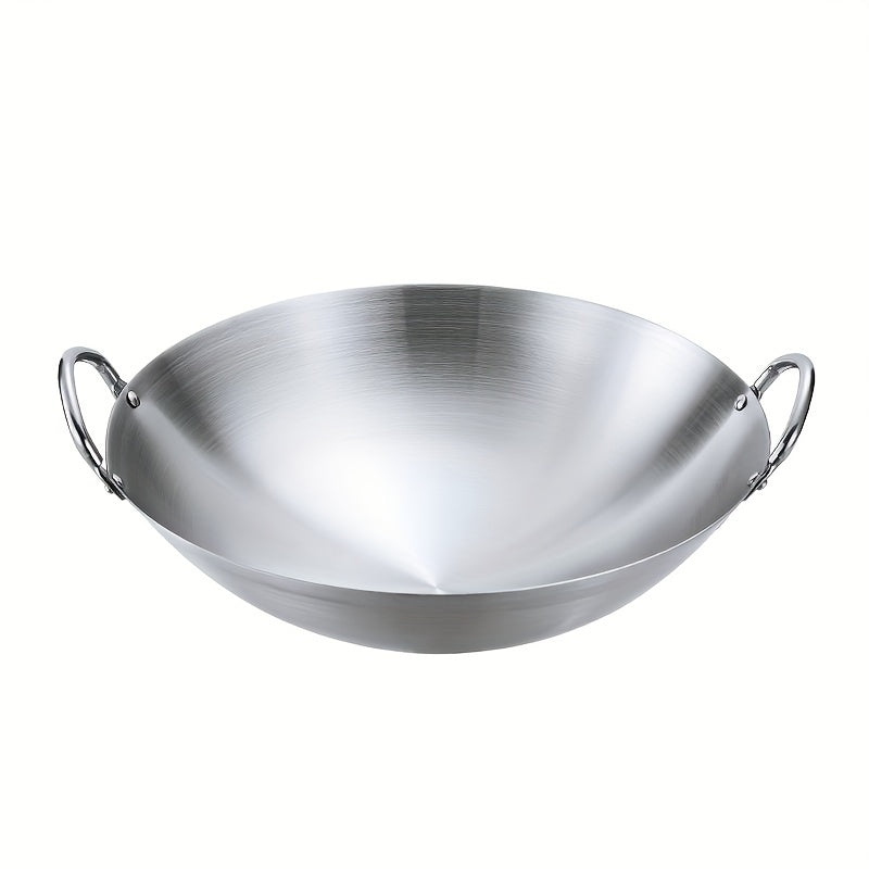 One-piece, Double-handled Stainless Steel Cooking Pot, Thickened Restaurant Pot without Coating, Large Rural Chef Canteen Pot, Suitable for Commercial and Household Use, Durable and High-quality Stainless Steel Pot, Easy to Clean.