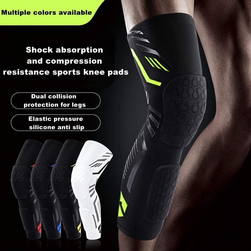 1 or 2 Sports Knee Pads with breathable compression and honeycomb padding, designed for patella stabilization and suitable for outdoor activities like basketball, cycling, soccer, rugby