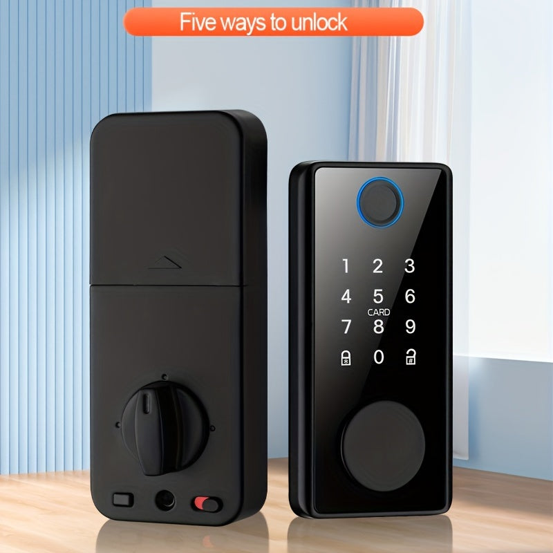 3 Styles Smart Door Lock DeadBolt with TT/Tuya APP Control, Biometric & Key Card/Key Entry, 4-in-1 Unlocking.