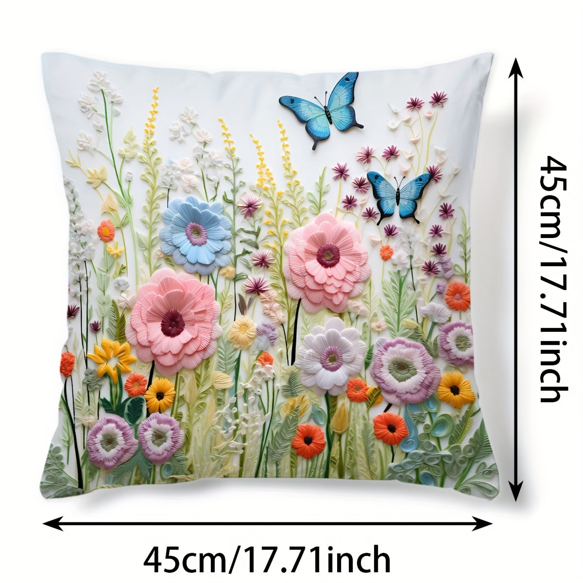 1pc Butterfly Series Digital Printed Pillow Cover, 44.96cm x 44.96cm, Single Sided Printing, Suitable for Sofa, Living Room, Bedroom, Home Decoration - No Pillow Insert included.