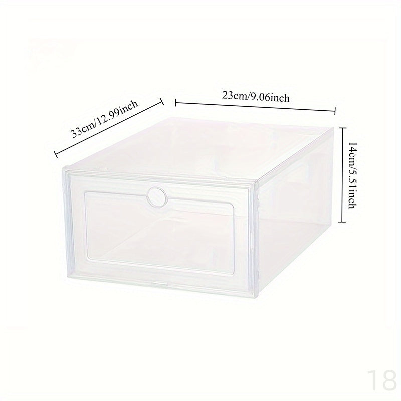 Set of 6 Clear Plastic Shoe Boxes - Protects Against Moisture & Dust, Simple Assembly, Collapsible for Easy Storage in Bedroom, Entryway, or Closet, Organize Your Shoe Collection