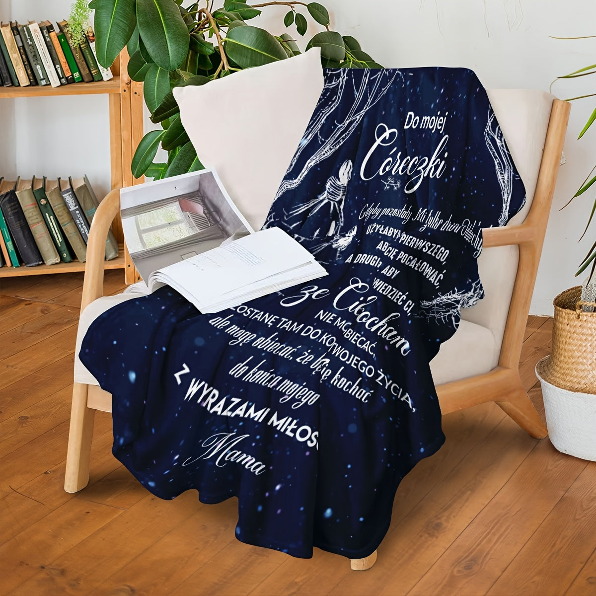 Blue Envelope Polish Letter Throw Blanket - Soft and Cozy, Ideal Daughter Gift from Mom, Made of Long-Lasting Polyester, Provides Year-Round Comfort