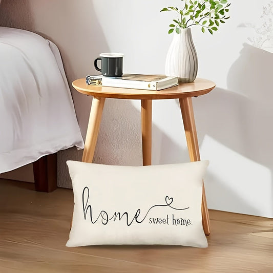 Single Woven Farmhouse Country Decor Pillowcase featuring "Home Sweet Home" Design - Contemporary Reversible Polyester Throw Pillow Cover 30.48x50.8 cm with Machine Washable Zippered Rectangular Cushion Case suitable for Various Room Types (Insert Not