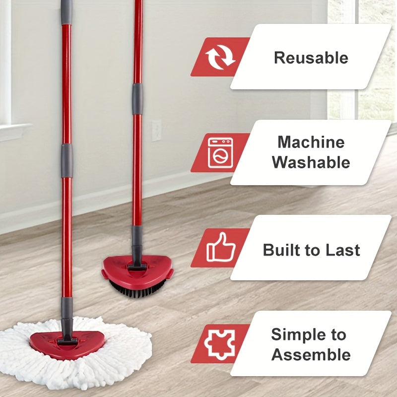 Upgrade your cleaning routine with our Microfiber Spin Mop Replacement Heads, featuring a sturdy Metal Handle and Durable 4-Section Iron Pole. Compatible with most systems, this Essential Home Cleaning Kit will have your floors sparkling in no time.