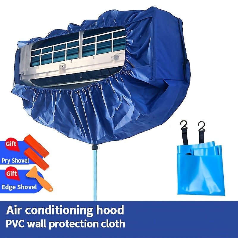 Thickened Air Conditioner Cleaning Hood with Water Collection Bag, Hangable Cover Kit for Home Use, Universal Size 1.5P, No Electricity Required, Comes with Pry Shovel and Edge Shovel