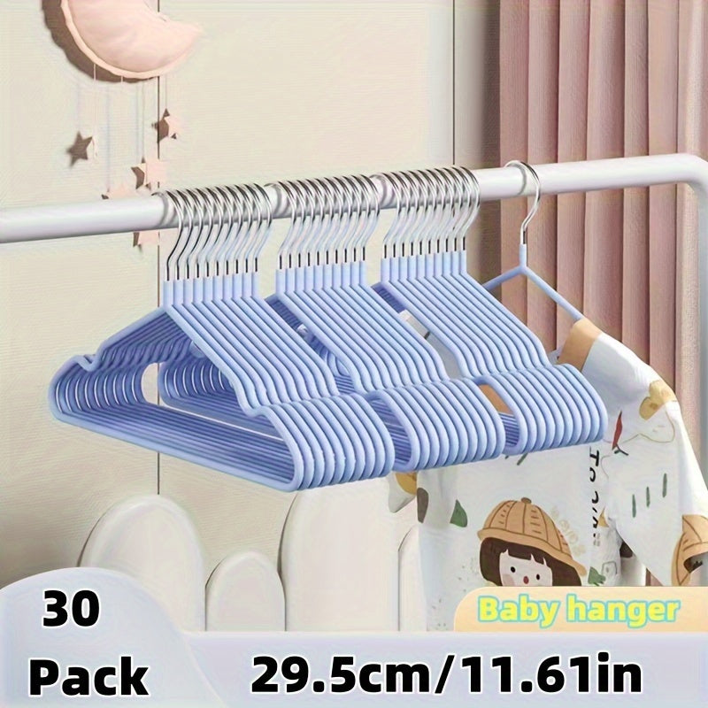 20 to 30 pieces of baby clothes storage hangers, kid clothes drying racks that are durable and anti-slip. Perfect for organizing and storing clothes in the bathroom, bedroom, closet, wardrobe, home, or dorm.