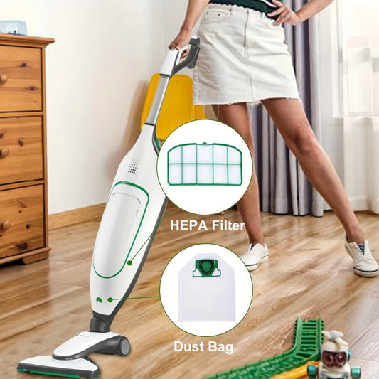 Replacement vacuum cleaner bags for Vorwerk Kobold VK200 and FP200 models. Premium quality, suitable for allergy sufferers. Interchangeable dust bag with 2 HEPA filters included. Perfect for those with allergies.