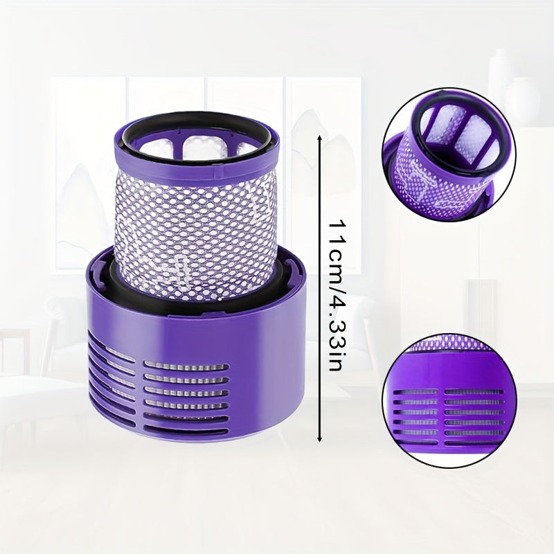 Two-pack of Washable & Reusable V10 Series HEPA Replacement Filters for Dyson, Compatible with Cyclone, Absolute, Animal, Total Clean Models - Comes with Cleaning Brush