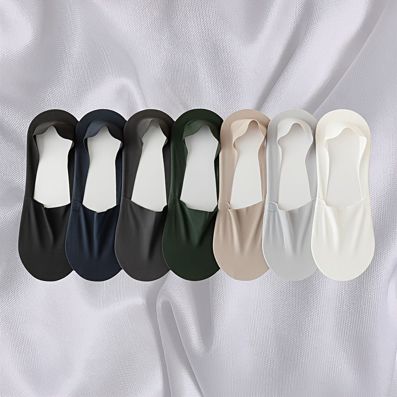 7 pairs of men's thin boat socks for summer, odor-resistant, sweat-absorbing, non-slip, low-cut invisible short socks.